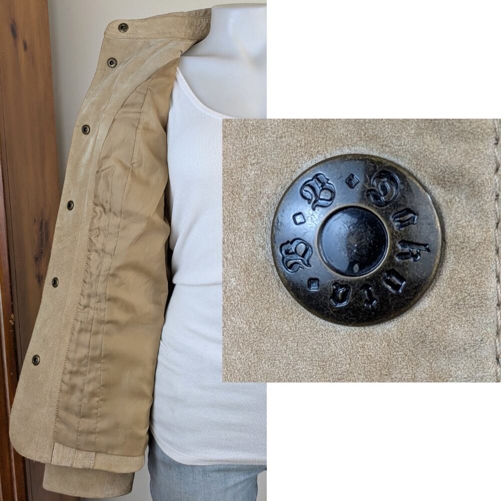 BB Dakota Suede Leather Safari Jacket Tan Medium Utility Field Coat - Picture 8 of 12